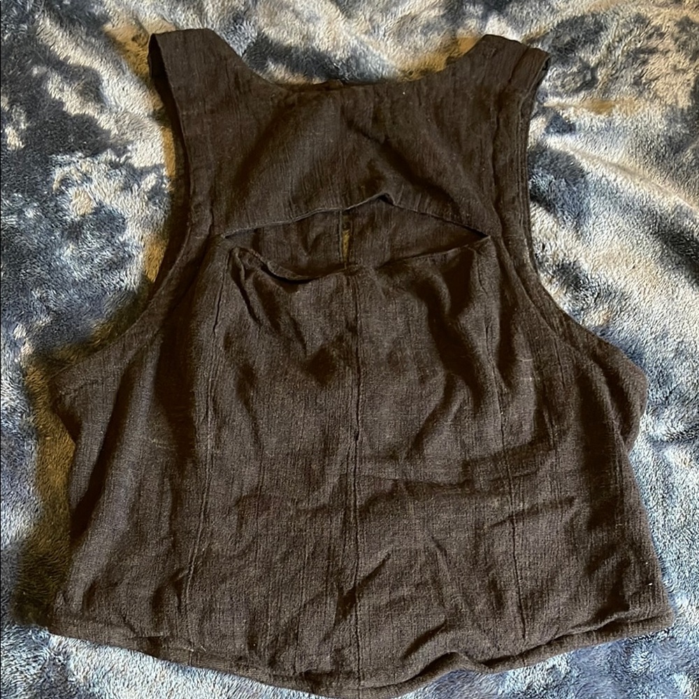 Urban Outfitters Black Linen Cutout Tank Top M